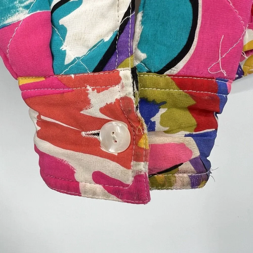Vintage Georgiou Neon 90s Music Theme Silk Jacket Womens 10
